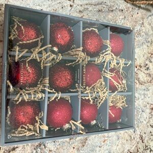 Pottery Barn Ruby Luster Glittery Holiday Ornaments